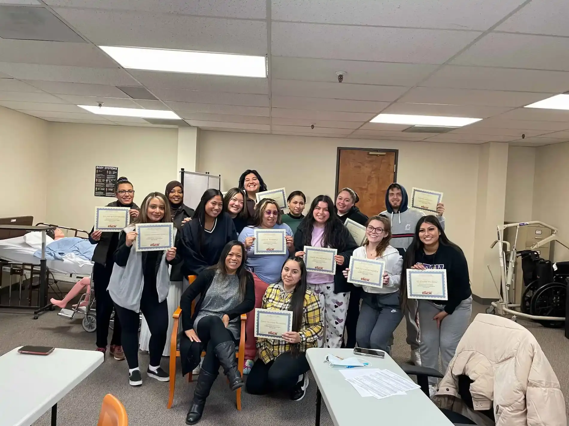Bay Area CNA instructor and student group photo in Dublin, CA